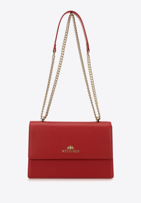 Klasická dámská kožená messenger taška s řetízkem, červená, 98-4E-624-6, Obrázek 2