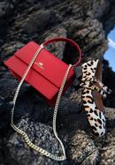 Klasická dámská kožená messenger taška s řetízkem, červená, 98-4E-624-6, Obrázek 30