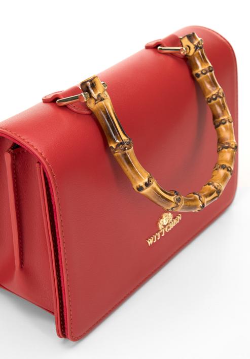 Kožená dámská kabelka s bambusovou rukojetí, červená, 98-4E-622-1, Obrázek 5