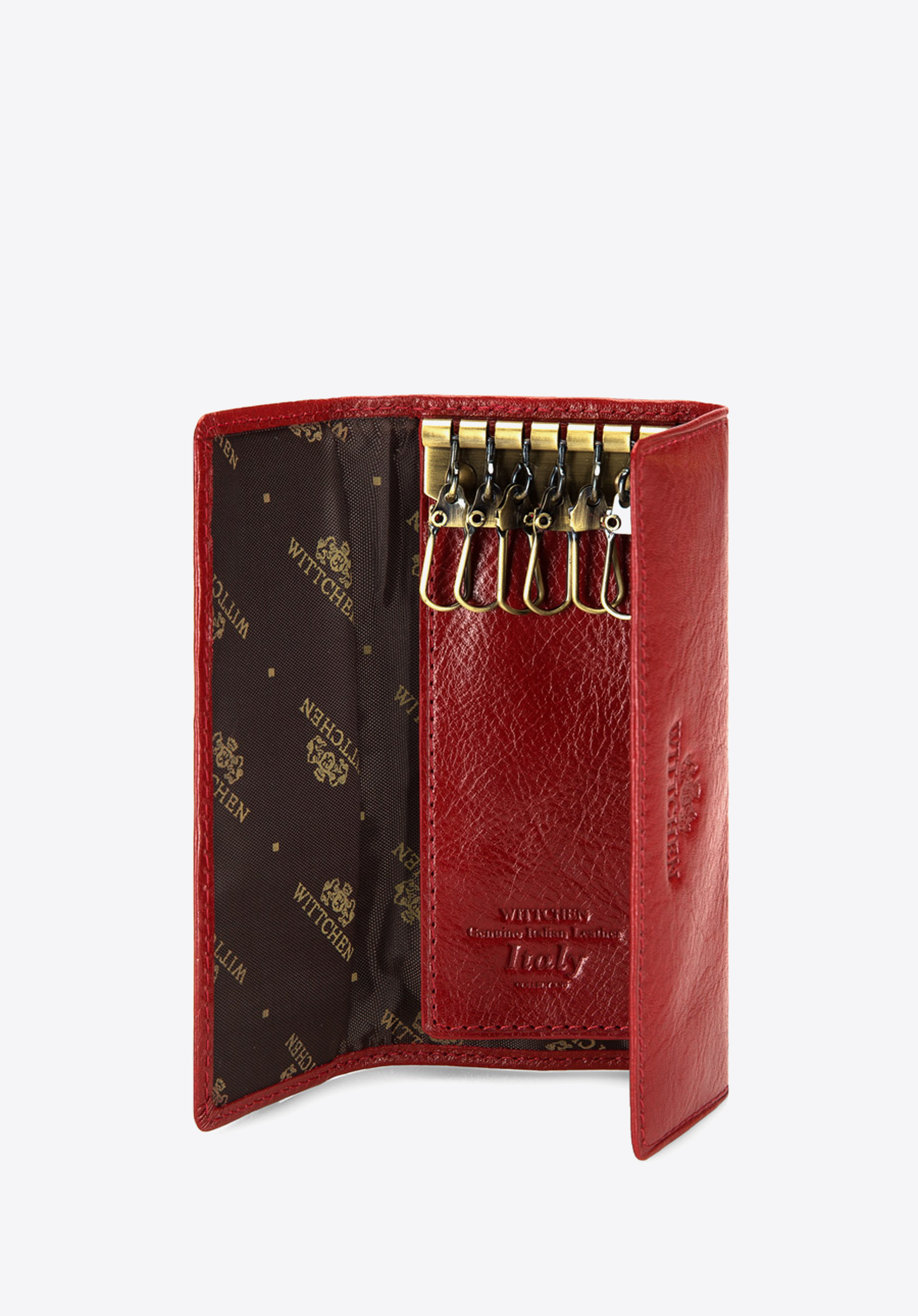 Kožené puzdro na kľúče s patentným zapínaním, červená, 21-2-013-3, Obrázok 1