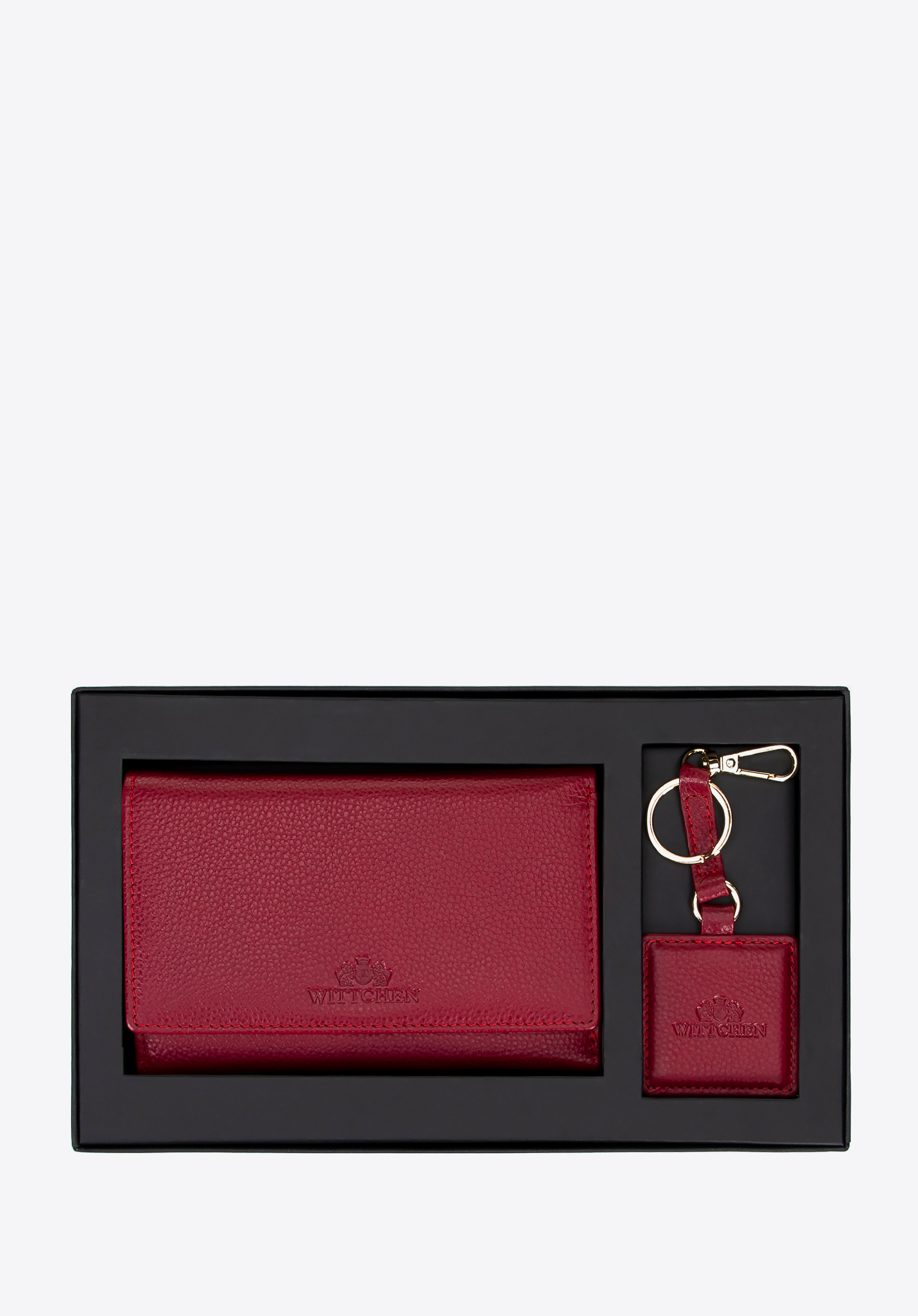 Kožený set - peněženka a klíčenka, červená, 14-S-005-3, Obrázek 1