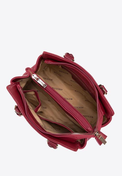 Malá dámská kabelka z ekologické kůže s vyraženým monogramem, červená, 97-4Y-226-4, Obrázek 3
