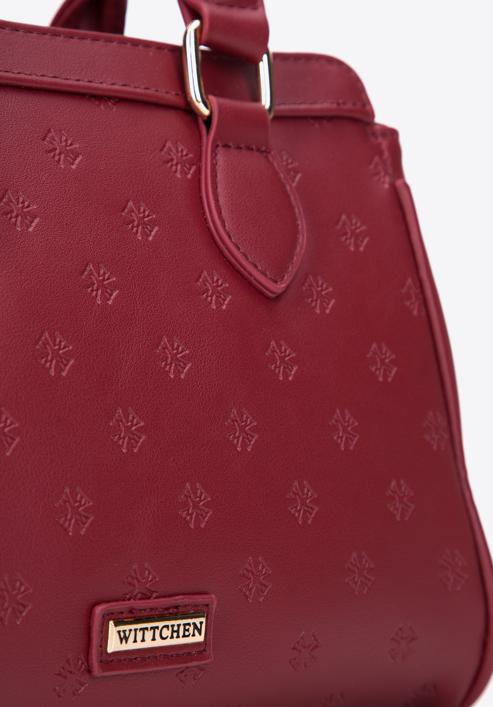 Malá dámská kabelka z ekologické kůže s vyraženým monogramem, červená, 97-4Y-226-4, Obrázek 4