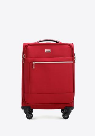 Malý měkký kufr s lesklým zipem na přední straně, červená, 56-3S-851-35, Obrázek 1