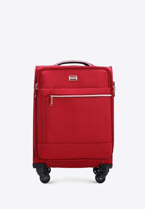 Malý měkký kufr s lesklým zipem na přední straně, červená, 56-3S-851-10, Obrázek 1