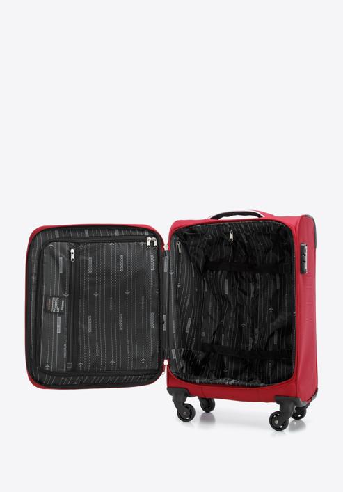 Malý měkký kufr s lesklým zipem na přední straně, červená, 56-3S-851-10, Obrázek 5