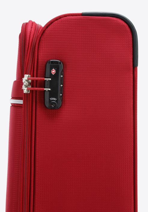 Malý měkký kufr s lesklým zipem na přední straně, červená, 56-3S-851-10, Obrázek 7