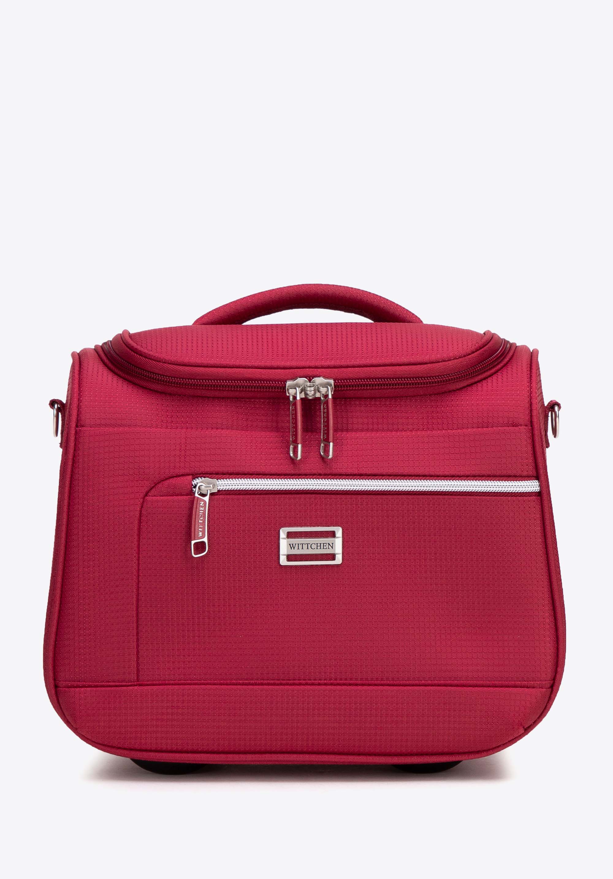 Měkké boční kosmetické pouzdro s lesklým zipem, červená, 56-3S-854-35, Obrázek 1