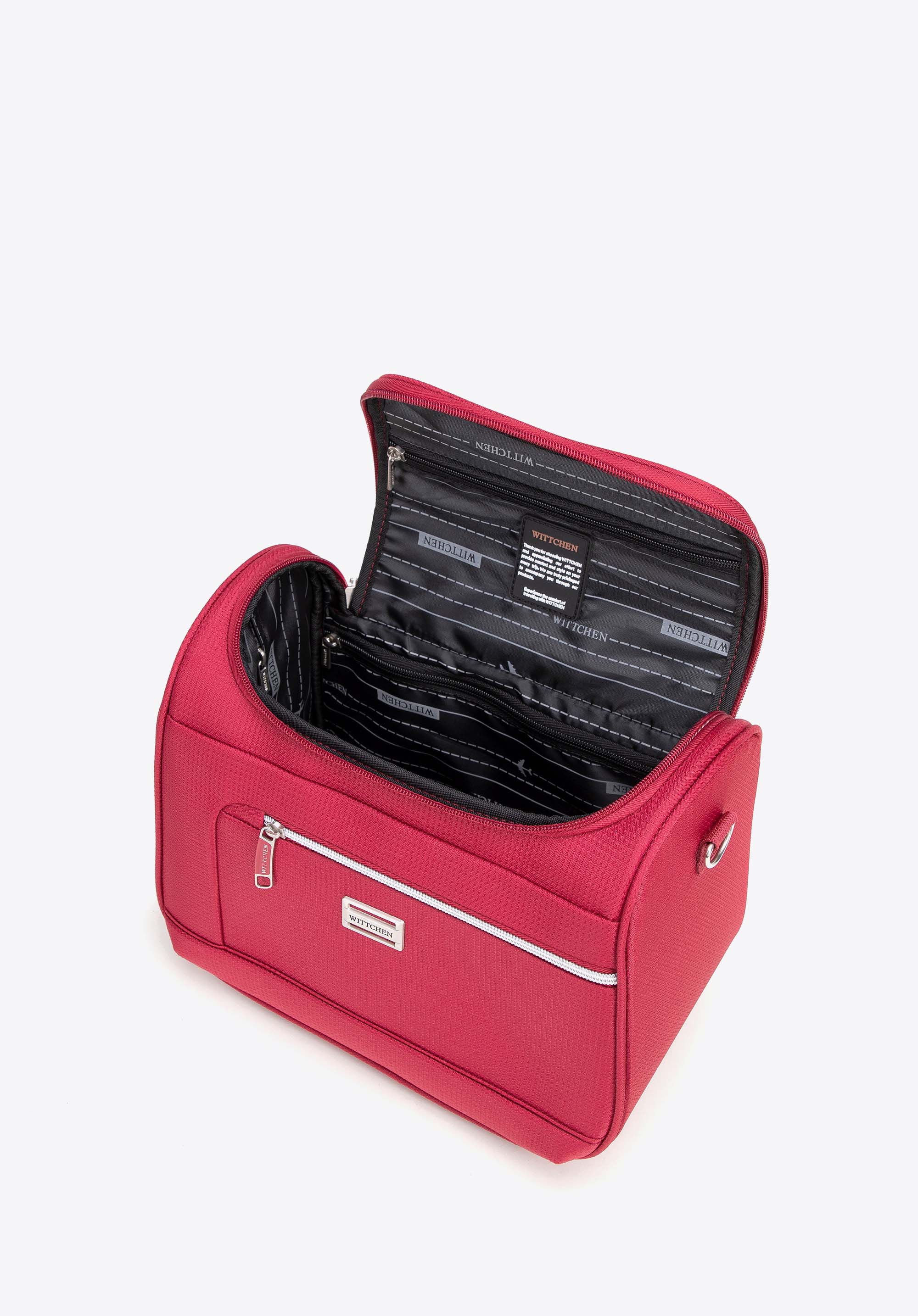 Měkké boční kosmetické pouzdro s lesklým zipem, červená, 56-3S-854-35, Obrázek 1