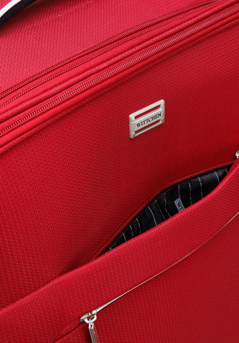 Velký měkký kufr s lesklým zipem na přední straně, červená, 56-3S-853-86, Obrázek 11