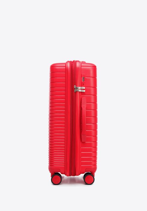 Střední kufr vyroben z polypropylenu s lesklými pruhy, červená, 56-3T-162-89, Obrázek 2