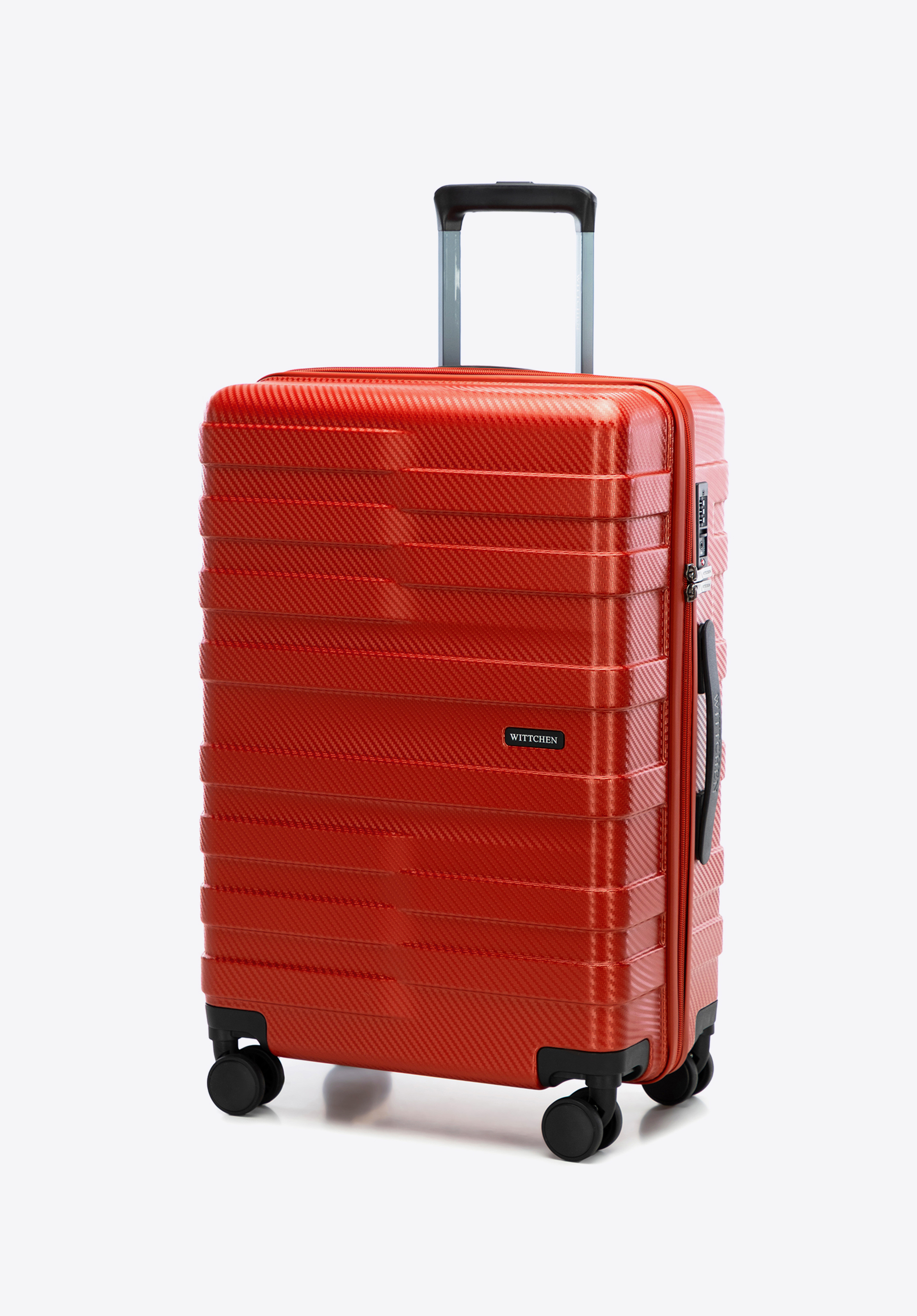 Sada kufrů z polykarbonátu s vodorovnými pruhy, červená, 56-3P-58K-30, Obrázek 1