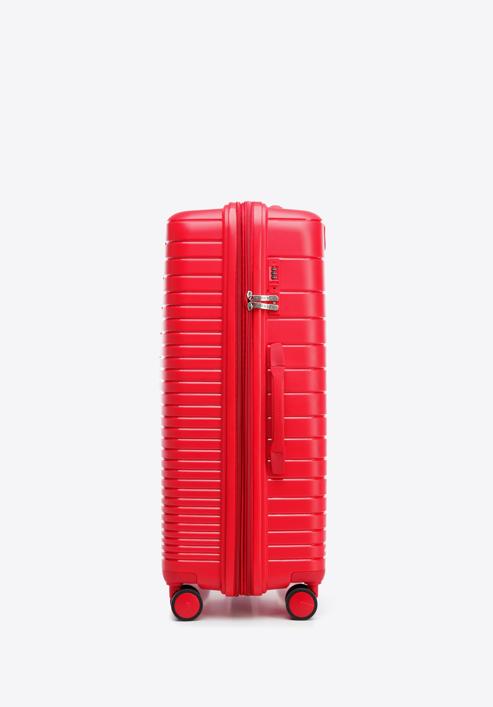 Velký kufr z polypropylenu s lesklými pruhy, červená, 56-3T-163-89, Obrázek 2
