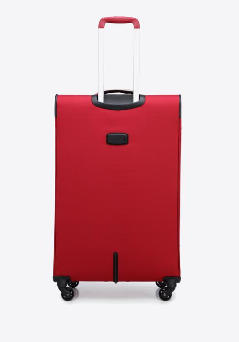 Velký měkký kufr s lesklým zipem na přední straně, červená, 56-3S-853-86, Obrázek 3
