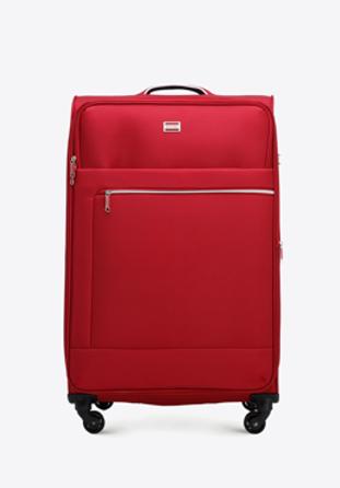 Velký měkký kufr s lesklým zipem na přední straně, červená, 56-3S-853-35, Obrázek 1