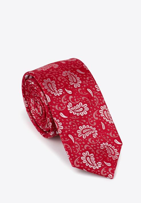 Vzorovaná hedvábná kravata, červeno-bílá, 97-7K-001-X16, Obrázek 1