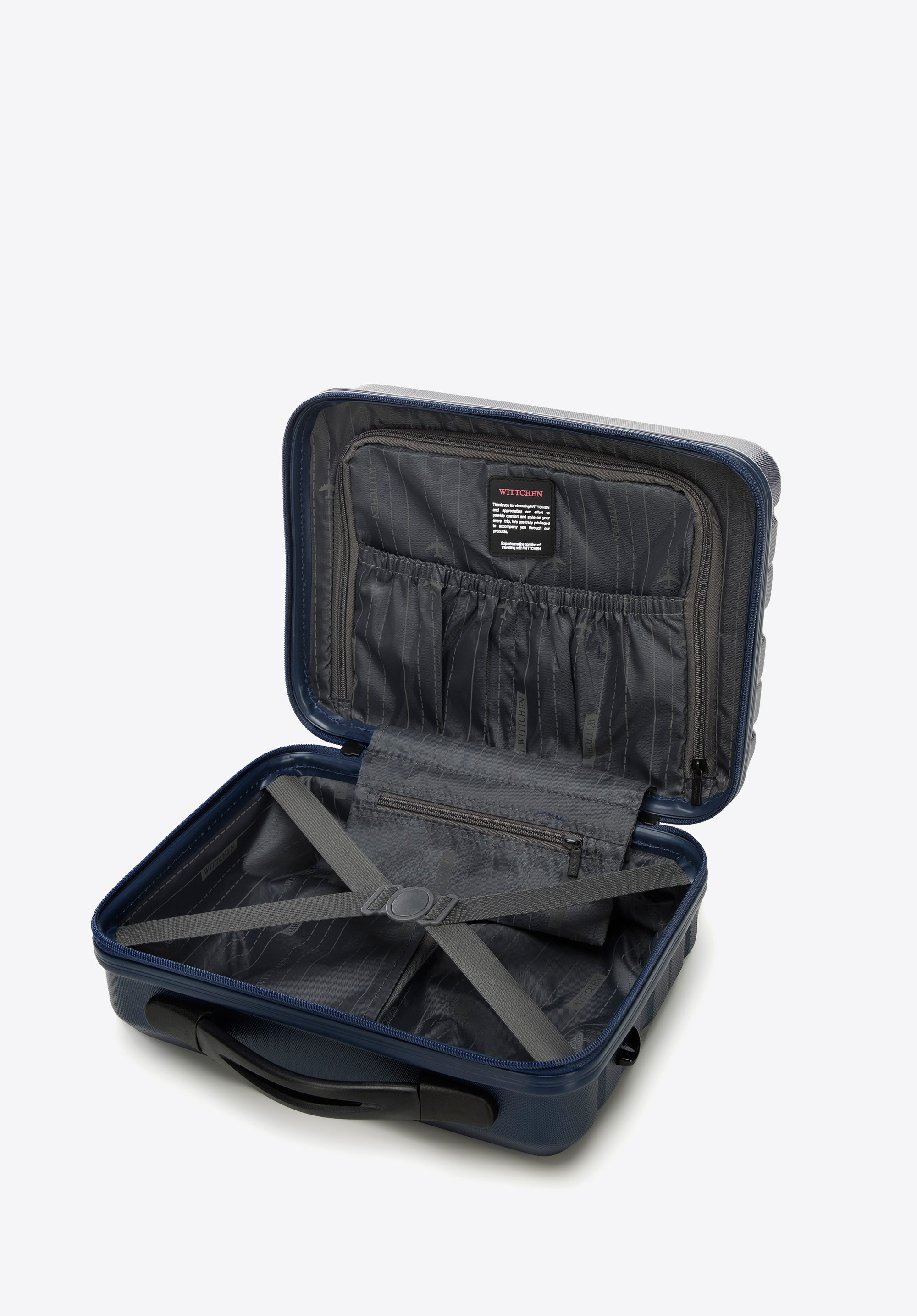 Cestovní kosmetická taška z ABS s vodorovnými pruhy, tmavě modrá, 56-3A-104-90, Obrázek 1