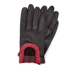 Женские кожаные автомобильные перчатки, черно-красный, 46-6L-292-12T-L, Фотография 1