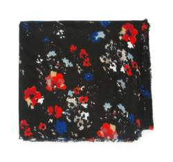 Женский платок с цветами на темном фоне, черно-красный, 94-7D-X08-2, Фотография 1