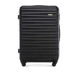Большой чемодан из рельефного ABS пластика, черный, 56-3A-313-11, Фотография 1