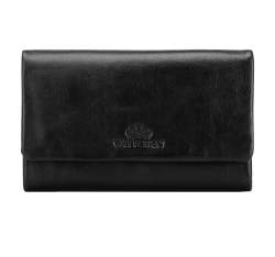 Женский прямоугольной кожаный кошелек, черный, 26-1-442-1, Фотография 1