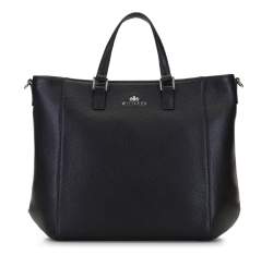Классическая кожаная сумка-шоппер, черный, 92-4E-644-1S, Фотография 1