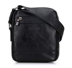Классическая маленькая мужская сумка через плечо из экокожи, черный, 94-4P-009-1, Фотография 1