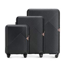Комплект чемоданов из поликарбоната в полоску, черный, 56-3P-84S-10, Фотография 1