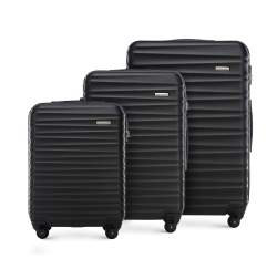 Комплект чемоданов из ABS-пластика с ребристой фактурой, черный, 56-3A-31S-11, Фотография 1