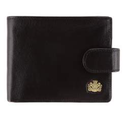 Кожаный мужской кошелек на кнопке, черный, 10-1-127-1, Фотография 1