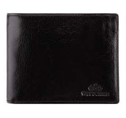 Кожаный мужской кошелек с откидной панелью, черный, 21-1-040-10, Фотография 1
