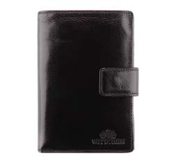 Мужской кожаный кошелек среднего размера, черный, 21-1-291-10, Фотография 1