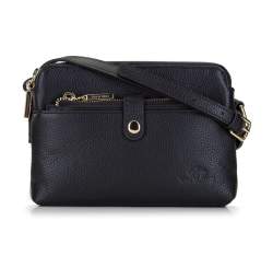 Женская кожаная сумка через плечо с чехлом в кармане, черный, 92-4E-654-1, Фотография 1