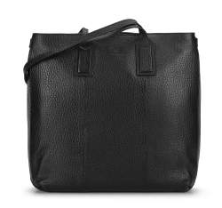 Кожаная сумка-шоппер с яркой текстурой, черный, 93-4E-206-1, Фотография 1