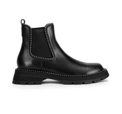 Женские кожаные ботинки челси на толстой платформе, черно - графитовый, 93-D-508-1-37, Фотография 1