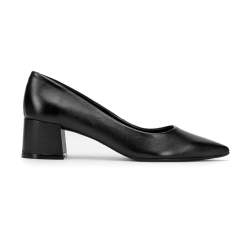 Кожаные туфли с острым носом на каблуке, черный, 93-D-751-1-36, Фотография 1