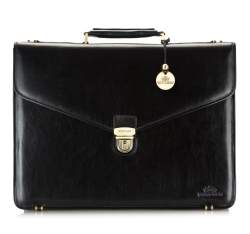 Кожаный портфель в стиле ретро, черный, 21-3-143-1, Фотография 1