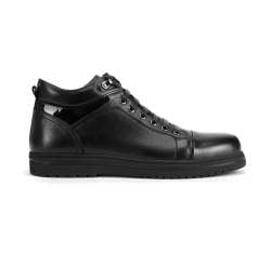 Мужские кожаные кроссовки до щиколотки, черный, 93-M-907-1-40, Фотография 1