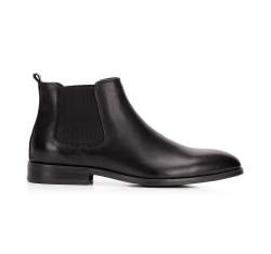 Мужские простые кожаные ботинки челси, черный, 93-M-550-1-40, Фотография 1