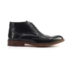 Мужские кожаные ботинки с контрастной отстрочкой, черный, 93-M-511-1-40, Фотография 1
