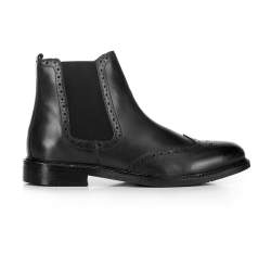 Мужские кожаные ботинки с перфорацией, черный, 91-M-300-1-44, Фотография 1