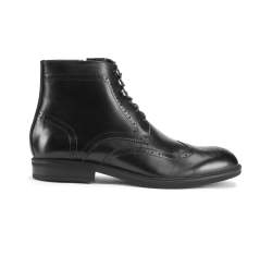 Мужские кожаные ботинки с перфорацией, черный, 93-M-916-1-43, Фотография 1