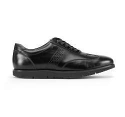 Мужские кроссовки из натуральной кожи с протекторной платформой, черный, 93-M-507-1-39, Фотография 1