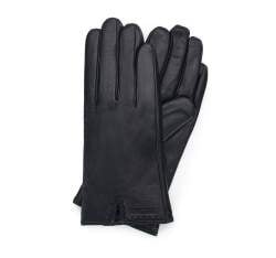 Женские кожаные перчатки с вырезом, черный, 39-6L-213-1-V, Фотография 1