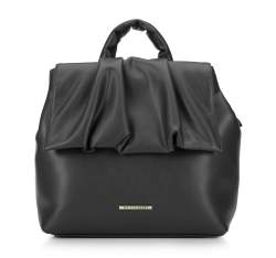 Женский рюкзак с клапаном с драпировкой, черный, 93-4Y-414-1, Фотография 1