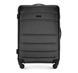 Средний чемодан из рельефного ABS пластика, черный, 56-3A-652-10, Фотография 1