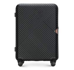 Средний чемодан из поликарбоната в полоску, черный, 56-3P-842-10, Фотография 1