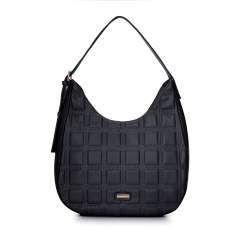 Стеганая сумка-багет из экокожи, черный, 93-4Y-503-1, Фотография 1