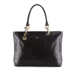 Женская винтажная матовая кожаная сумка, черный, 39-4-523-1, Фотография 1