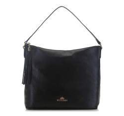Кожаная сумка с декоративной кисточкой, черный, 91-4-706-1, Фотография 1